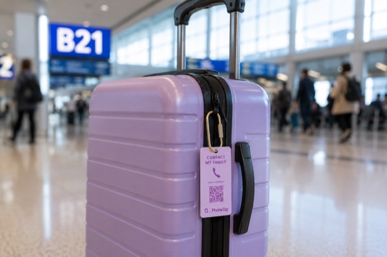 A tagged carry-on at the departure gate