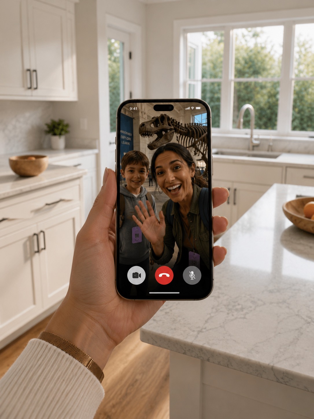 A live PhoneTag video call on a parent's phone