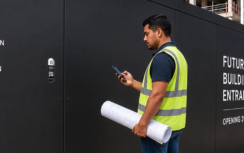 A PhoneTag Intercom at a construction site entrance