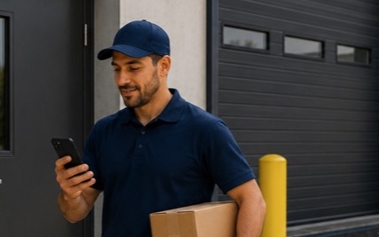 A PhoneTag Intercom at a warehouse door