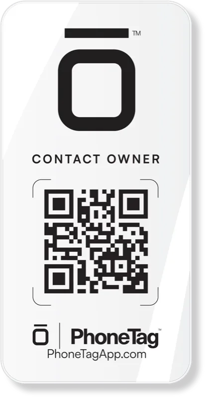 The slim adhesive PhoneTag decal with a Contact Owner QR code